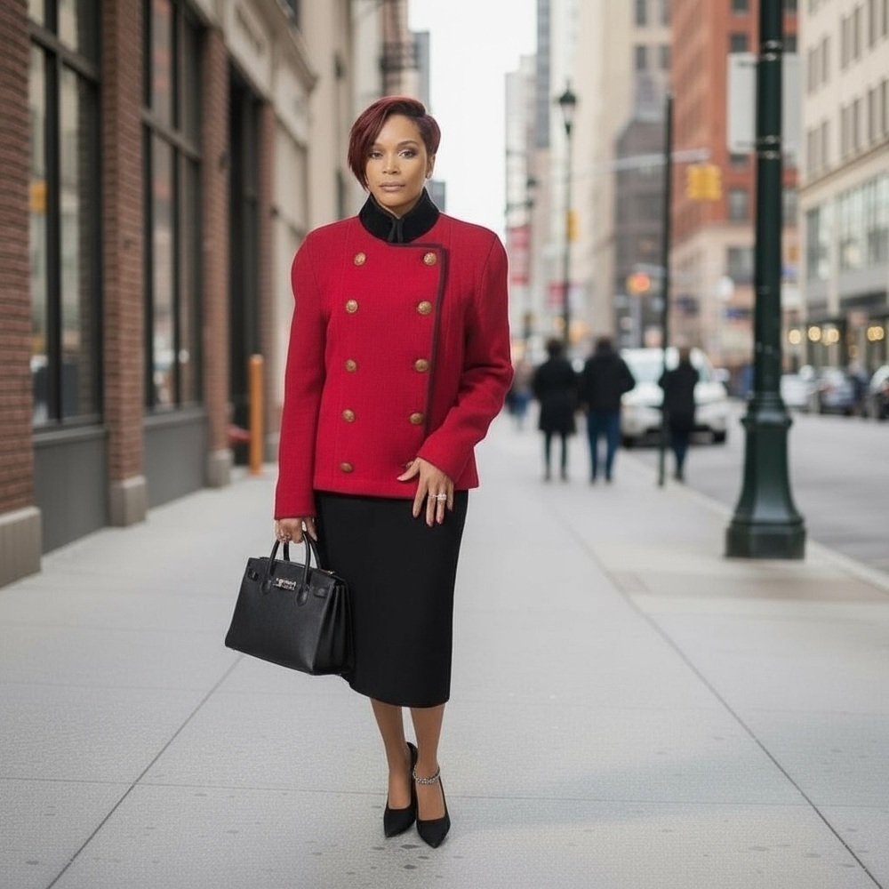 Ralph Lauren Vibrant Red 100# Cotton Knit With Gold Buttons. Stunning